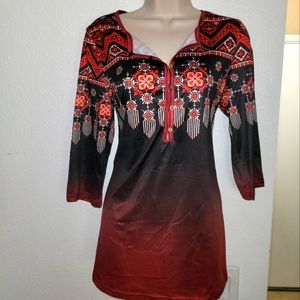 Cute lightweight burgundy half sleeve long stretchy top (m)